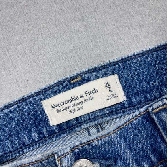 Abercrombie & Fitch Jeans Women 28 High Rise Super Skinny Ankle Distressed Hem - Picture 6 of 11